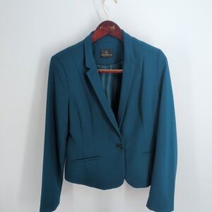 Worthington Classic Office Wear Business Single-Breasted‎ Short Blazer Teal Blue